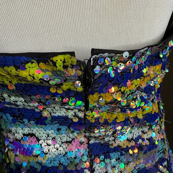 Nasty Gal Premium Marble Sequin Asymmetric Mini Dress Women’s US 4 Multicolor - Picture 7 of 9